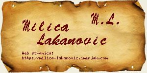 Milica Lakanović vizit kartica